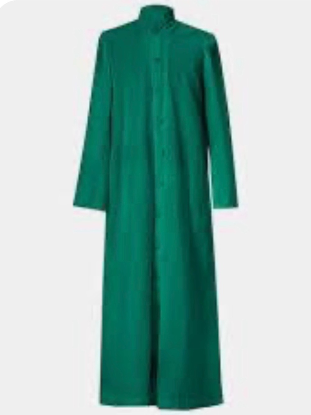 💚 MAJE Palm Green Long Button-Front Dress
